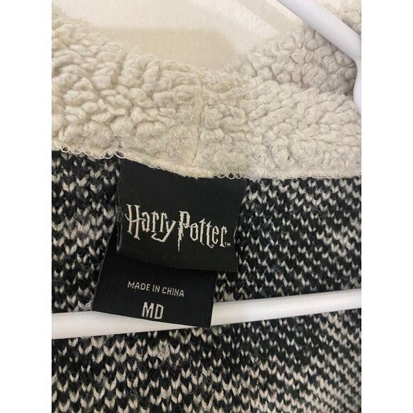 Harry Potter Horcux Fair Isle Sherpa Open Front Hooded Cardigan - Medium - Picture 5 of 14